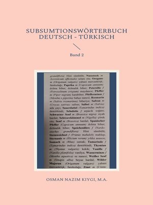 cover image of Subsumtionswörterbuch Deutsch--Türkisch